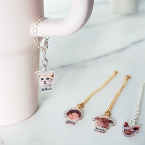 Colgante personalizado con foto de la Copa Stanley, accesorio para vaso personalizado