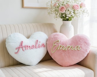 Almohada de corazón personalizada: diseño de nombre personalizado, un dulce regalo para niñas