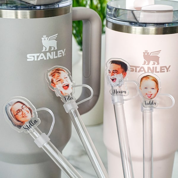 Big Face on A Stanley Straw, Baby Face Stanley Straw Topper，Personalized Photo Straw topper,Cute Stanley Accessory,Head Cutouts straw Cover