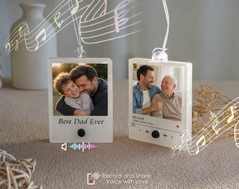 Portachiavi personalizzato con registrazione vocale, portachiavi con foto personalizzata, festa del papà