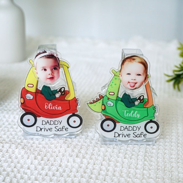 Wackelkopf mit individuellem Gesicht, personalisierter Auto-Anhänger mit Foto, Vatertagsgeschenk, Geschenk für neuen Fahrer, Kopfschütteln-Ornament,