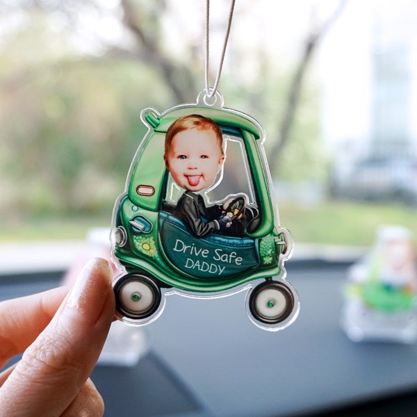 Custom Drive Safe Car Hanging,Personalized Photo Car Oranment,Fathers Day Gift,New Driver Gift,Head Shaking Ornament,Custom face Bobblehead