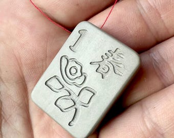 Magnesium Alloy Mahjong Pendant - Chinese tile game gift necklace