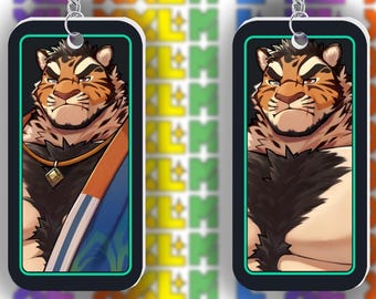 XXL Woofia karakterportret sleutelhanger, dubbelzijdige acryl hanger, Bara Anime Furry Art