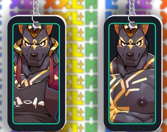 XXL Woofia Schlüsselanhänger, Furry Fandom Handyspiel Anhänger, Anime Bara Charakter, XXL Woofia Merch, LGBT Gacha Game Nsfw, doppelseitiges Accessoire