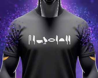 XXL Woofia Höllenhund Anuberus T-Shirt, Ägyptische Hieroglyphen, Furry Fandom Bara Cosplay