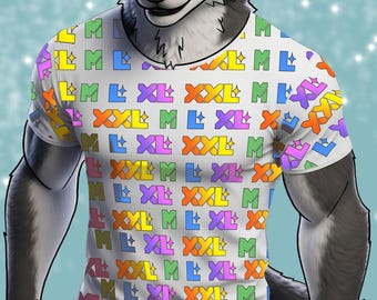 XXL Woofia Furry Bara Spiel T-Shirt, Rainbow Buddy Rank Merch