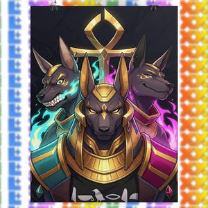 XXL Woofia-personage fanart posters, anime-stijl wanddecoratie, SFW Furry Bara print Hellhound Anuberus