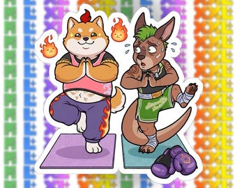 Naklejki XXL Woofia Dynamic Duo Partner, naklejka z gry Furry Fandom, grafika z gry inspirowana anime, naklejka winylowa z postacią Bara