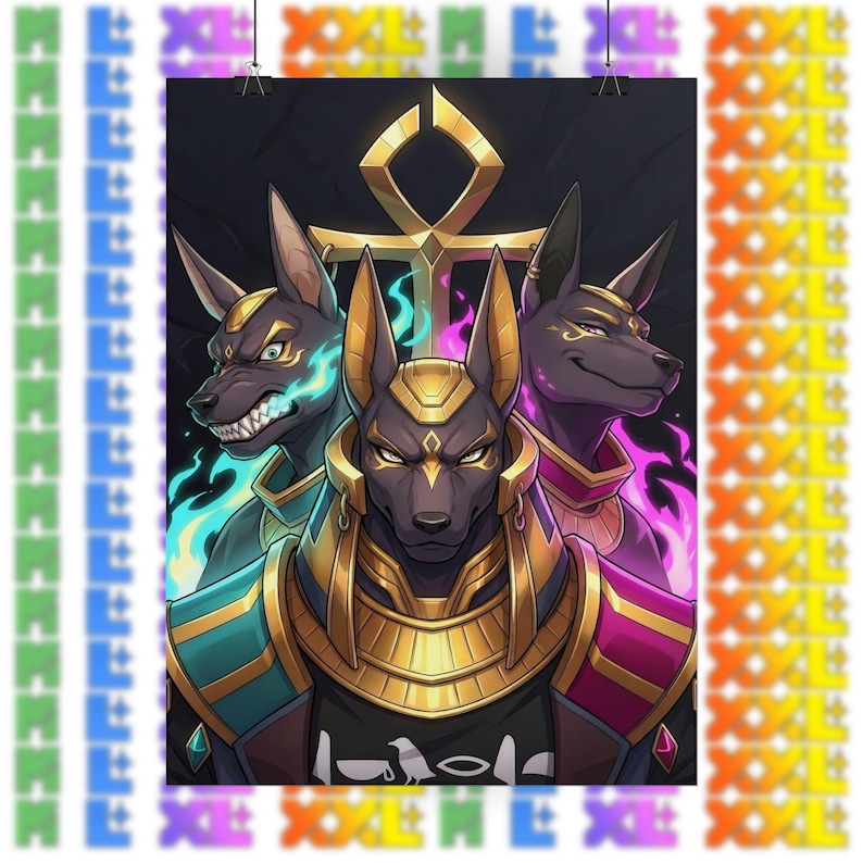 XXL Woofia-personage fanart posters, anime-stijl wanddecoratie, SFW Furry Bara print Hellhound Anuberus