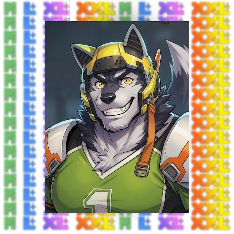 XXL Woofia-personage fanart posters, anime-stijl wanddecoratie, SFW Furry Bara print Famido