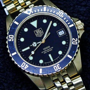 Vintage Tag Heuer 1000 Professional Watch 980.013B - &#39;&#39;The Wolf of Wall Street&#39;&#39; - Full Gold 24K Plated Watch with Box&Paper