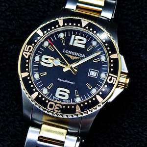 Longines HydroConquest 300M Ref.L3.640.3 Swiss Black Two Tone Watch - Box&Paper