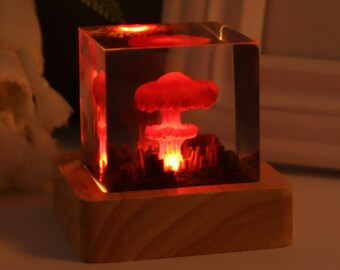 Explosion Bomb resin lamp, , Atomic Bomb Resin Night Lights, Fallout Nuke Lamp, Storm Cloud Lamp, 3D Resin LED Home Decor, Gift For Him