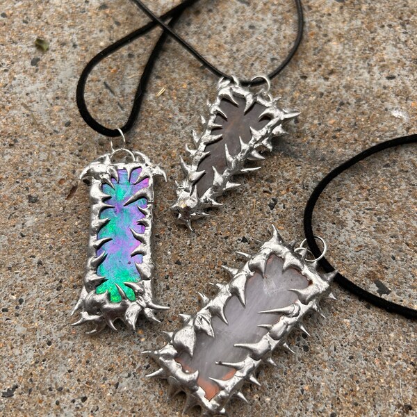 Soft solder glass pendant necklace