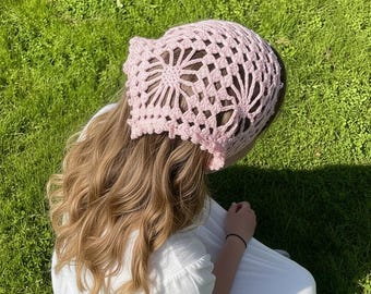 Floral Lacy Bandana Crochet Pattern, Crochet Mothers Day Gift, Wild-rose Patterns, Crochet Trendy Women