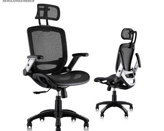 Swivel Computer Task Chair, High Back Desk Chair with PU Wheels and Lumbar Support, Ergonomic Mesh Office Chair