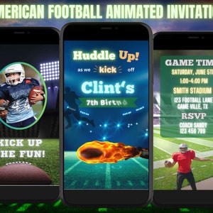 Animated Football E-Invitation - Customizable NFL Style Video for Birthday Party, Perfect Sports Fan Animated Evite, American Football Party