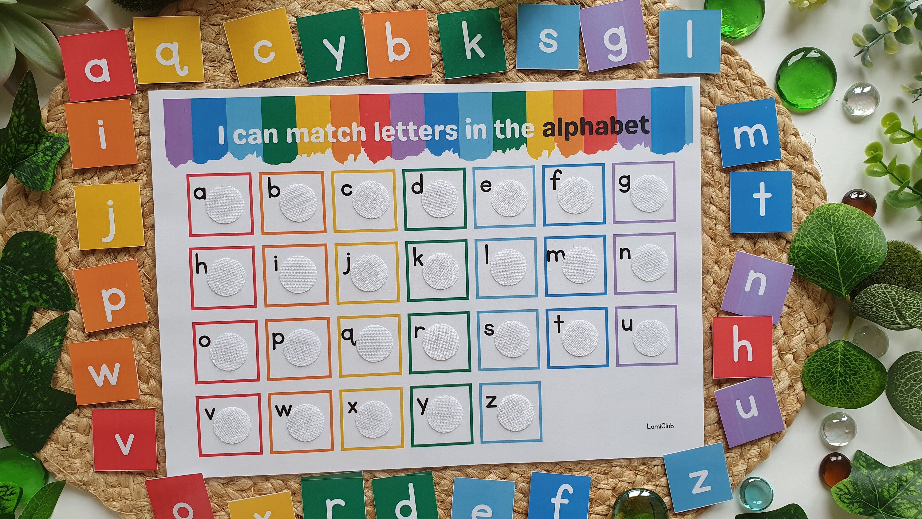 Alphabet Busy Book Printable for Toddlers, Rainbow Matching Puzzle