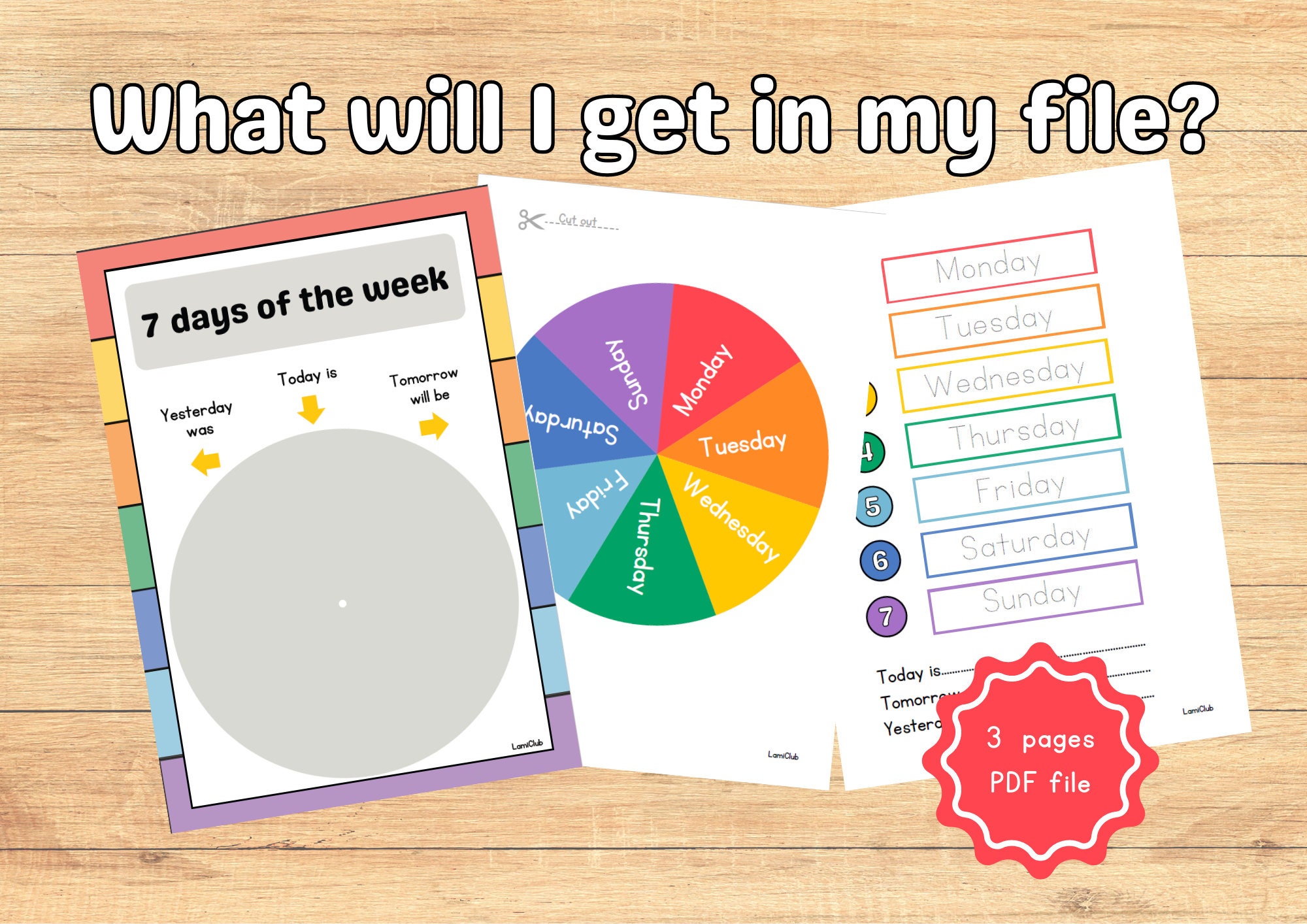 Wheel 7 Days of the Week & Tracing Worksheet, Toddler Activities ...