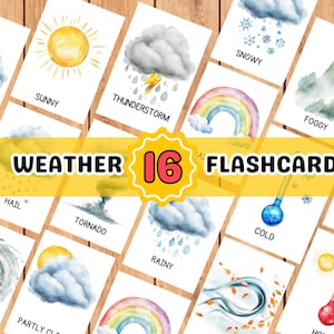 16 Wetter Karteikarten für Kleinkinder - Homeschool Montessori Karteikarten für die Vorschule