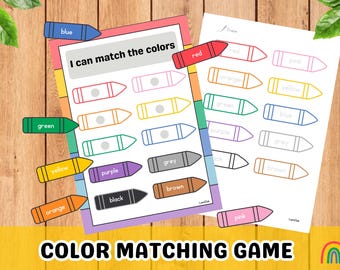 Color Matching Game, Toddler Busy Book Activities,  Sorting Printable Homeschool, Montessori Preschool Curriculum, Printable Learning Binder