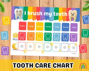 Tooth Brushing Chart, Brushing Checklist, Toddler Brushing, Brush teeth chart, Teeth Brushing Tracker, Brushing Chart, Toothbrushing