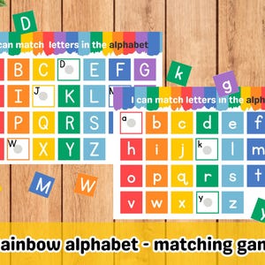 Alphabet Busy Book Printable for Toddlers, Rainbow matching puzzle, Digital Download Worksheet