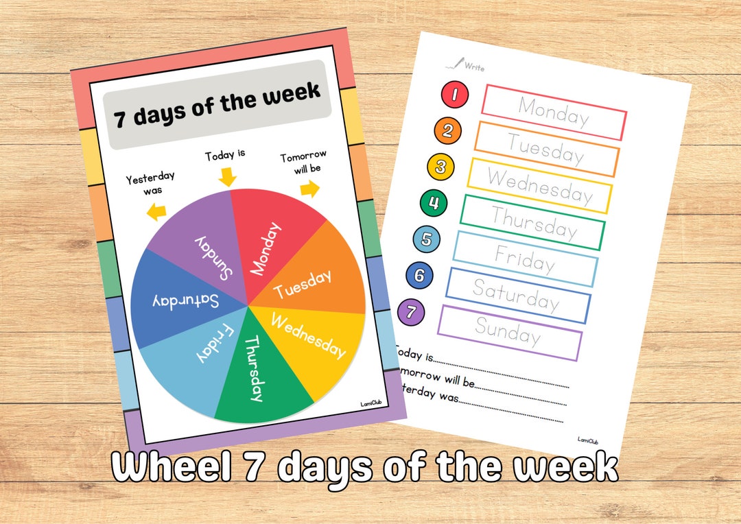 Wheel 7 Days of the Week & Tracing Worksheet, Toddler Activities ...