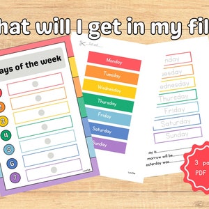 7 Days of the Week Printable Chart & Rainbow Tracing Worksheet for ...