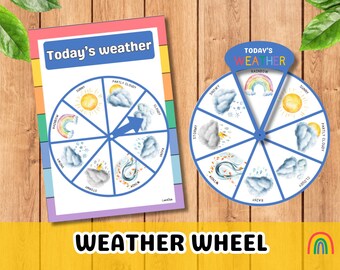 Weather Wheel | Colorful Weather Chart for Kids | Educational Weather Wheel Poster | Montessori Learning  Busy Book Page