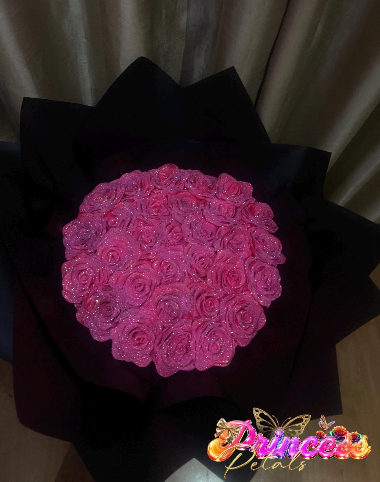 Pink Glitter Rose Bouquet - Etsy