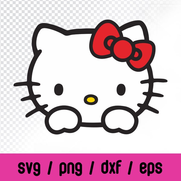 Kawaii Kitty Face Svg, Cute Cat Kawaii Kittys PNG Clipart, Valentine Kawaii Svg Silhouette Cut File Cricut Vector Cut File, Instant Download