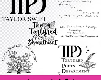 Lot du département des poètes torturés Svg | Cadeau Swiftie | Produits dérivés de la tournée Eras | Fichiers de découpe Cricut | Tout est juste pour l'amour et la poésie | Nouvel album