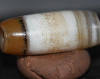 Antiguo Himalaya Sulemani Ágata con bandas naturales Cuentas DZI antiguas Amuleto tibetano antiguo