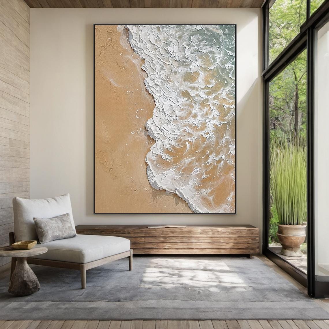 3D Textured Wabi Sabi Ocean Wall Art – Minimalist Canvas Painting With ...