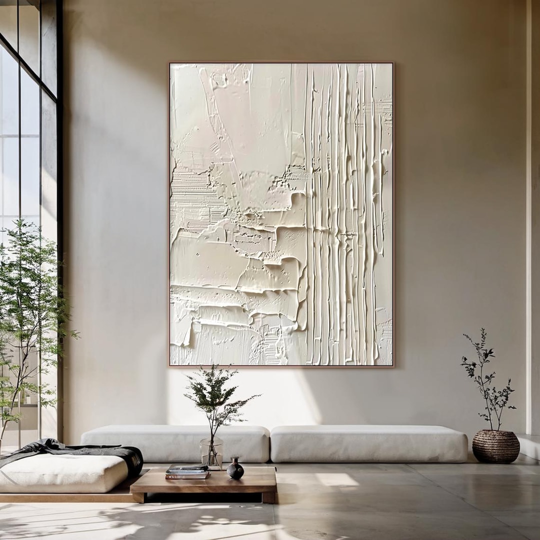 Large Beige Wabi Sabi Textured Neutral Wall Art – Beige Minimalist ...