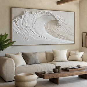 Beige Abstract Ocean Waves Wall Art