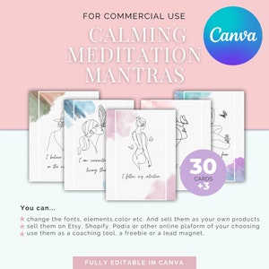 Carta PLR / Carta mantra di meditazione PLR / Carta di meditazione stampabile / Carta canva stampabile / Carta stampabile di affermazione / Carta di affermazione