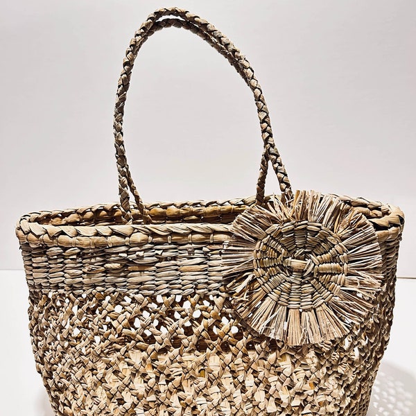 Straw bags, Hand made bag, Women's straw weave bag, Hand Woven tote bag. Eco friendly straw bag.