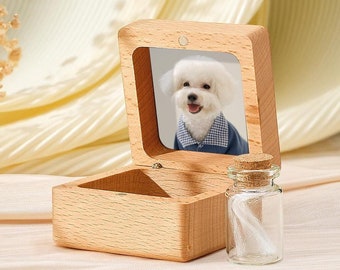Pet Memorial Box Pet Fur Keepsake  Wooden Memory Box Pet Hair Custom Engraved Photo Box Dog Remembrance Gift Pet Ashes Sympathy Gift
