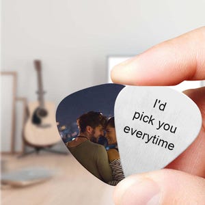 Custom Photo Guitar Picks Engraved Your Personalised Text and Picture Guitarist Gift For Music Lover Keepsake Gift Ideas