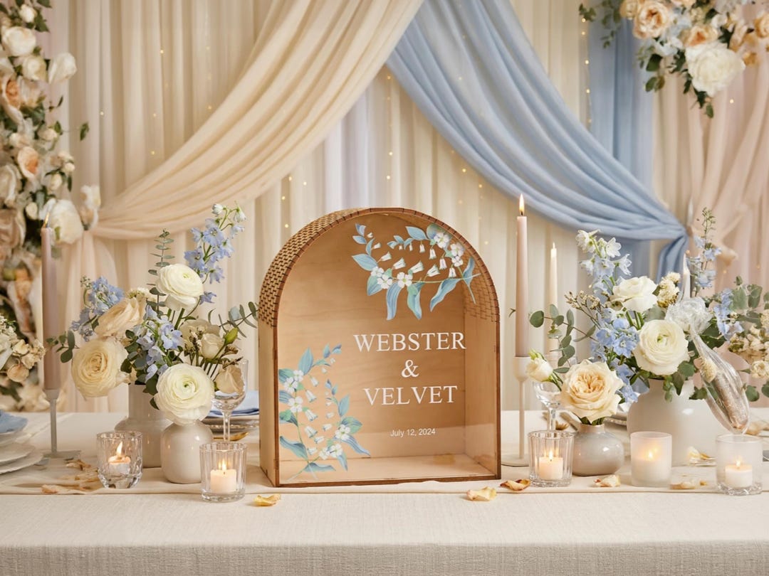 Personalized Wedding Card Box With Names & Date Wedding Memory Box ...
