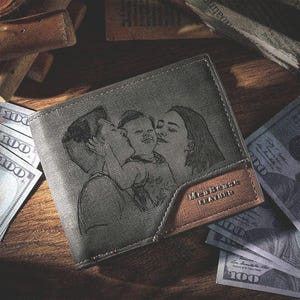 Billetera personalizada para hombre, regalo para papá, regalo de cumpleaños, aniversario, Navidad, billetera de cuero PU, regalo para esposo, novio, abuelo