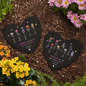 Personalised Garden Stone Mothers Day Gifts for Grandma & Mum with Grandkid Birthday Gift for Mom Grandma Gardener Gift  Birth Flower Gift