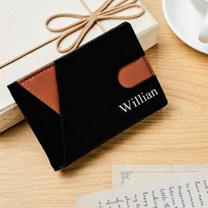 Billetera de cuero grabada personalizada para hombre, regalo para papá, cumpleaños, aniversario, regalos de Navidad para hijo, billetera de cuero, regalo para esposo, novio, abuelo, amigo