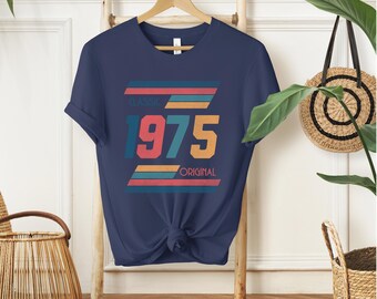 50th Birthday Shirt For Women & Men Fiftieth Birthday Tshirt Women Vintage Retro Style Personalised Birthday T-shirts Gift Ideas 1975 Shirt