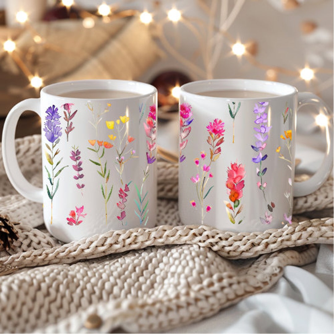Wildflower Dream Mug, Boho Wildflowers Coffee Mug, Pressed Flowers Cup ...