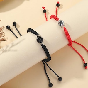 Fotoprojectiearmband, fotoarmband, cadeau voor vrouw, fotoketting gevlochten touw, projectieketting op maat, Moederdagcadeau