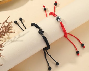 Pulsera con proyección de fotos, pulsera con foto, regalo para esposa, pulsera con foto de cuerda trenzada, pulsera con proyección de fotos personalizada, regalo para el Día de la Madre